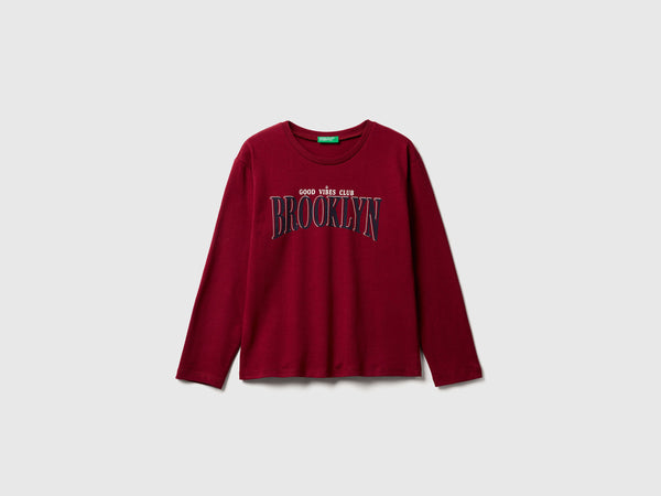 Girls Water Print LongSleeve T-Shirt - Wine