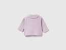 Baby Girl Stripe Button Hoodie - Lilac