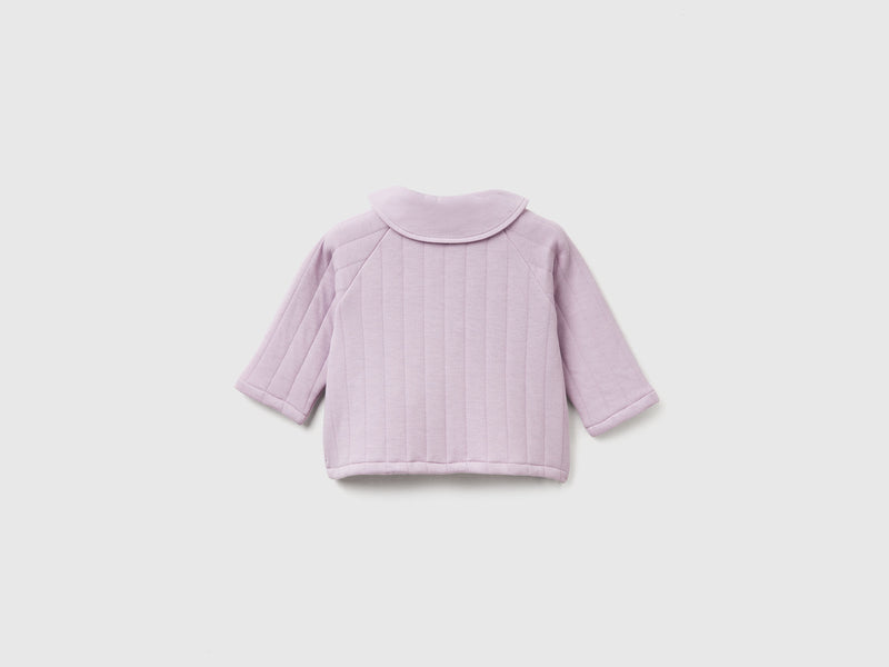Baby Girl Stripe Button Hoodie - Lilac