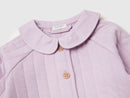 Baby Girl Stripe Button Hoodie - Lilac