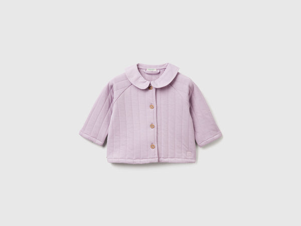 Baby Girl Stripe Button Hoodie - Lilac