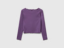 Girls Gathered Front T-Shirt - Purple