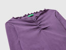 Girls Gathered Front T-Shirt - Purple