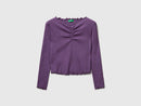 Girls Gathered Front T-Shirt - Purple