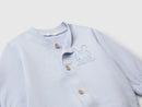 Girls Buttoned Top & Trouser - Light Blue