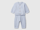 Girls Buttoned Top & Trouser - Light Blue