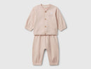 Girls Buttoned Top & Trouser - Dusty Pink