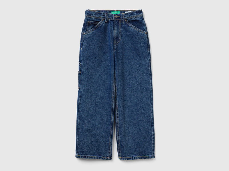 Boys Cargo Pocket Straight Jean - Denim
