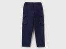 Boys Cargo Pocket Elastic Trouser - Navy