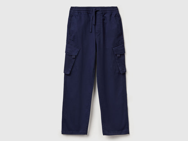 Boys Cargo Pocket Elastic Trouser - Navy