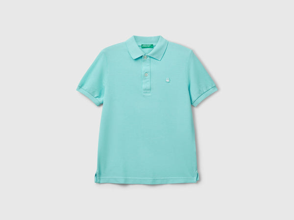 Boys Pique Polo Shirt - Aqua