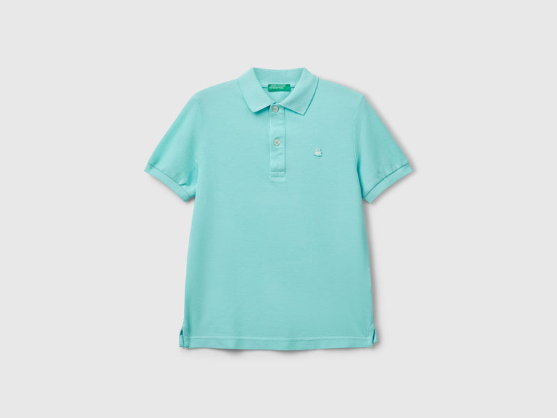 Boys Pique Polo Shirt - Aqua