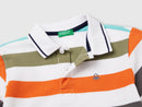 Boys Stripe Polo Shirt - Aqua/green