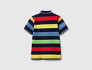 Boys Stripe Polo Shirt - Navy/yellow