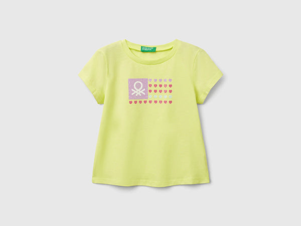 Girls Glitter Logo T-Shirt - Lime