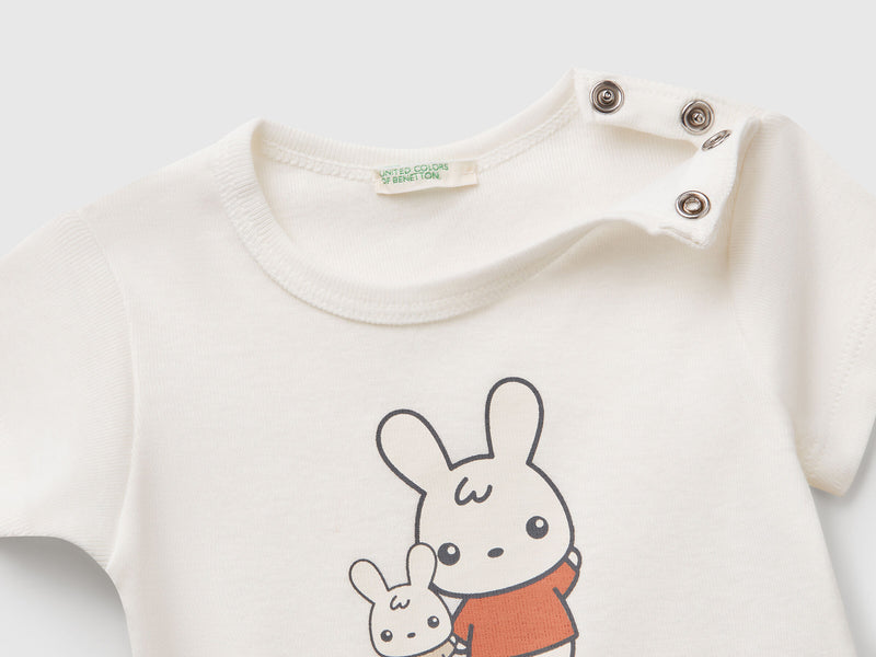 Front Print T-Shirt - Cream