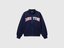 Girls Glitter Logo Zip Top - Navy