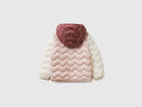 Girls Hooded Puffer Jacket - Pink & Cream