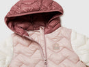 Girls Hooded Puffer Jacket - Pink & Cream