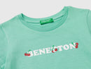 Girls Glitter Print T-Shirt - Aqua