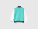 Boys Zip up Sweatshirt - Aqua & White