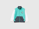 Boys Zip up Sweatshirt - Aqua & White
