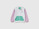Girls Zip Up Sweatshirt - White & Green