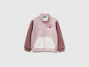 Girls Zip Up Sweatshirt - Pink/cream