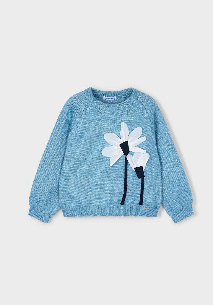Flower Applique Jersey - Ocean
