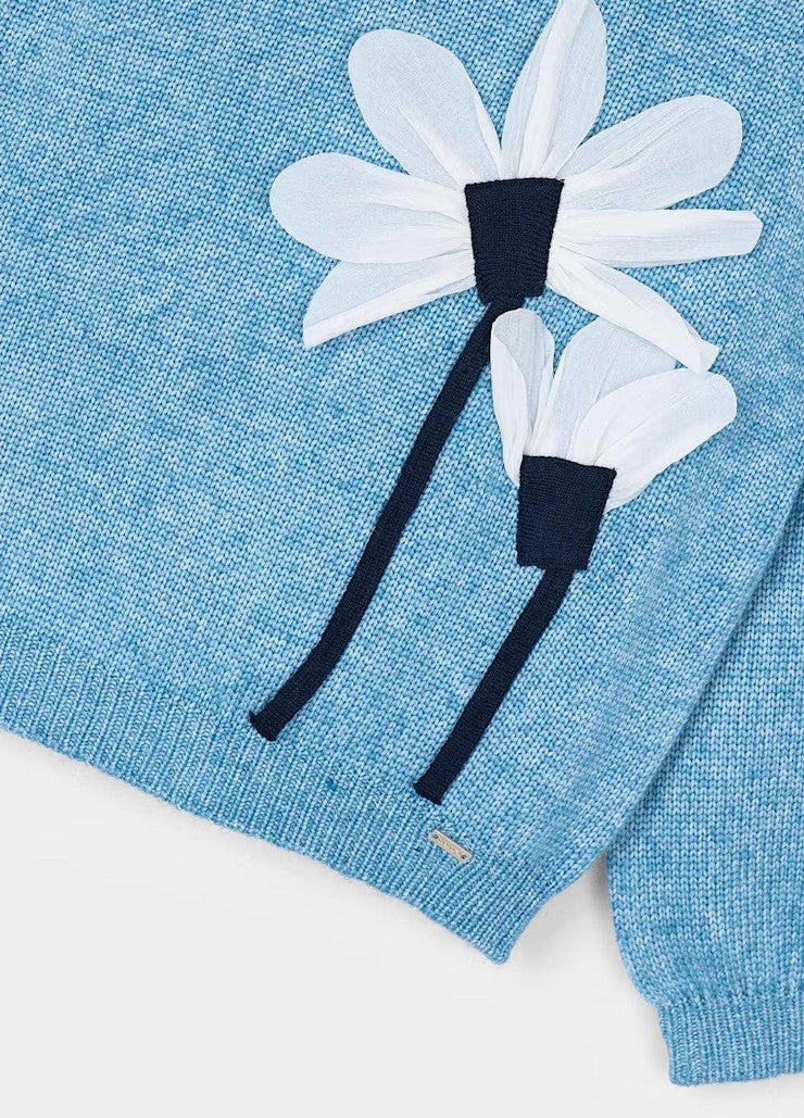 Flower Applique Jersey - Ocean