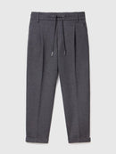 Pleated Cuffed Trouser - Grey