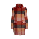 Casual Check Zip Coat - Rust Brown