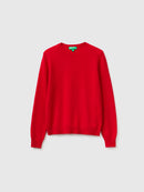 Crew Neck Sweater in Pure Merino Wool - Red
