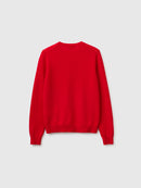 Crew Neck Sweater in Pure Merino Wool - Red