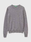 Crew Neck Sweater in Pure Merino Wool - Dark Grey