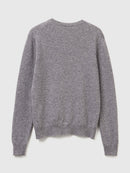 Crew Neck Sweater in Pure Merino Wool - Dark Grey