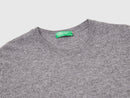 Crew Neck Sweater in Pure Merino Wool - Dark Grey