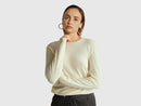 Crew Neck Sweater in Pure Merino Wool - Cream