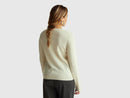 Crew Neck Sweater in Pure Merino Wool - Cream