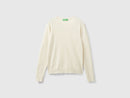 Crew Neck Sweater in Pure Merino Wool - Cream