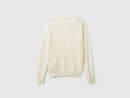 Crew Neck Sweater in Pure Merino Wool - Cream