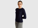 Crew Neck Sweater in Pure Merino Wool - Navy