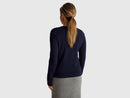 Crew Neck Sweater in Pure Merino Wool - Navy
