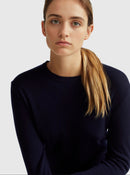 Crew Neck Sweater in Pure Merino Wool - Navy