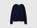 Crew Neck Sweater in Pure Merino Wool - Navy