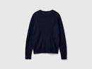 Crew Neck Sweater in Pure Merino Wool - Navy