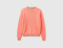 Crew Neck Sweater in Pure Merino Wool - Peach