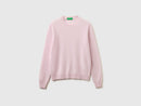 Crew Neck Sweater in Pure Merino Wool - Soft Pink