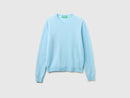 Crew Neck Sweater in Pure Merino Wool - Sky Blue