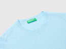 Crew Neck Sweater in Pure Merino Wool - Sky Blue